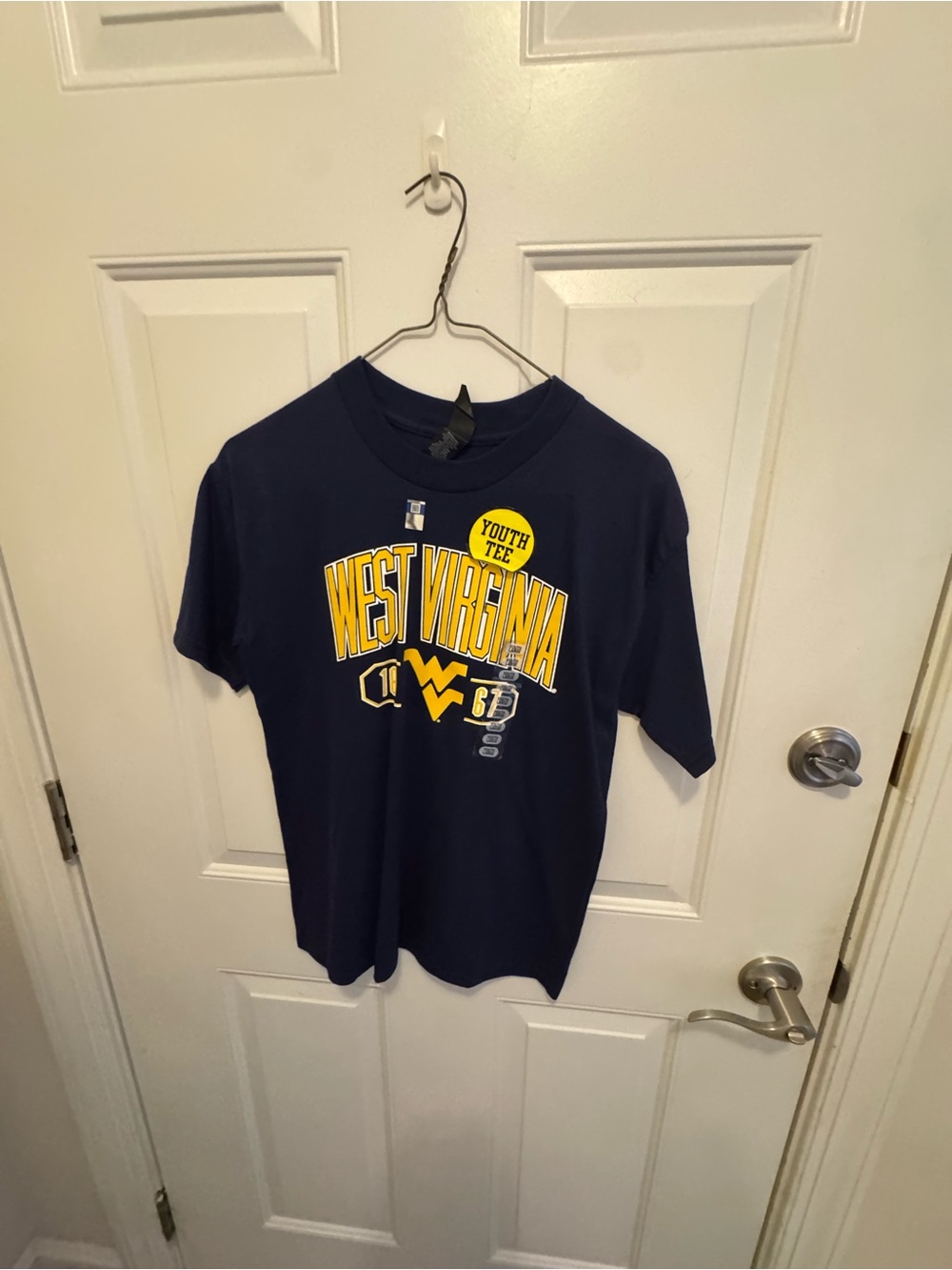 Gildan Navy Youth Tee with Yellow West Virginia Graphic